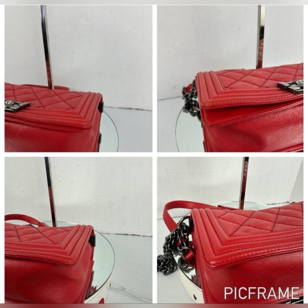 CHANEL BOY FLAP LEATHER BAG OLD MEDIUM - Picture 5 of 9